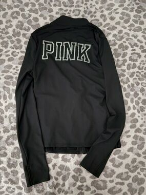 PINK Black Rhinestone Logo Sweatshirt